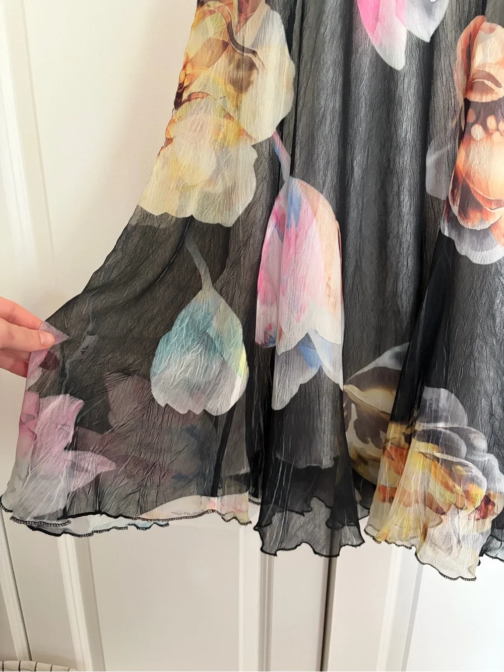 Komarov Black Floral Spaghetti-Strap Dress
